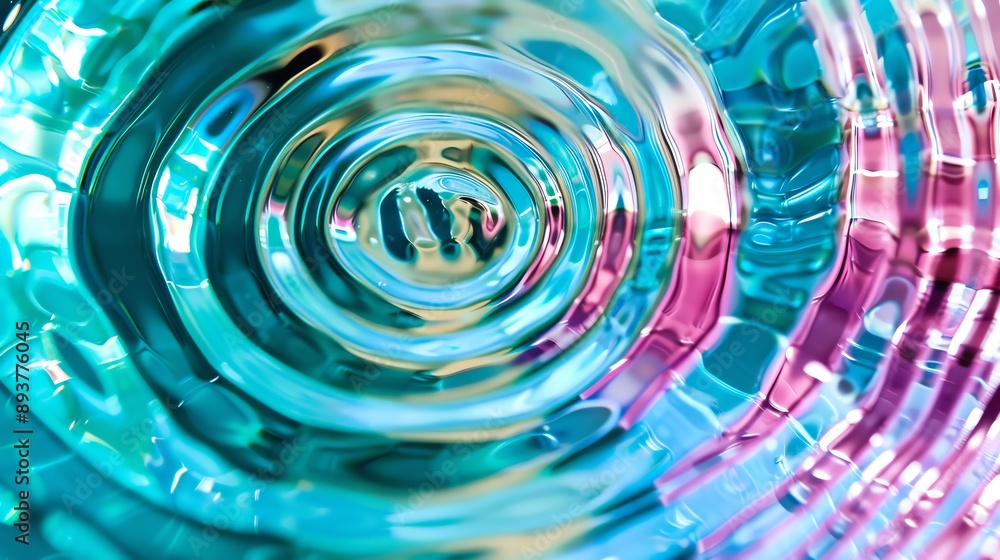 Poster abstract ripple effect with vibrant blue and pink colors, creating a mesmerizing circular pattern. p