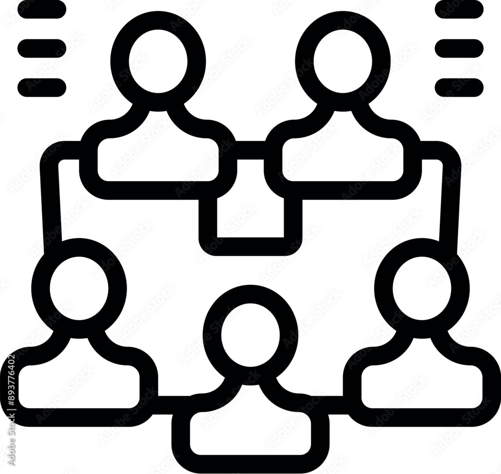 Poster icon of a team connecting in a network and sharing information