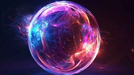 Obraz premium A colorful sphere with a purple and blue center and a red and orange rim