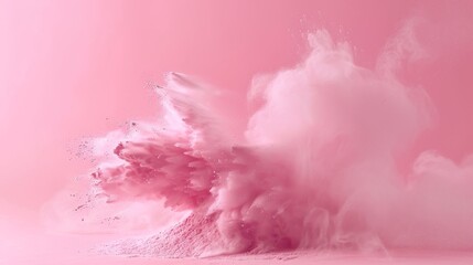 Fototapeta premium Whimsical Dream Dust A Pink Powder Silhouette Capturing the Magic of Imagination and Fantasy