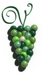 Bunch of green grapes on isolated background, 3D rendering illustration