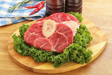 Raw ossobuco beef meat for cooking