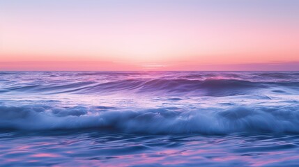 Obraz premium A serene wallpaper featuring a tranquil ocean scene with gentle waves and a pastel sunset