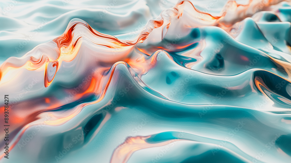 Poster captivating 3d abstract background with fluid forms and striking contrasts, designed to enhance digi
