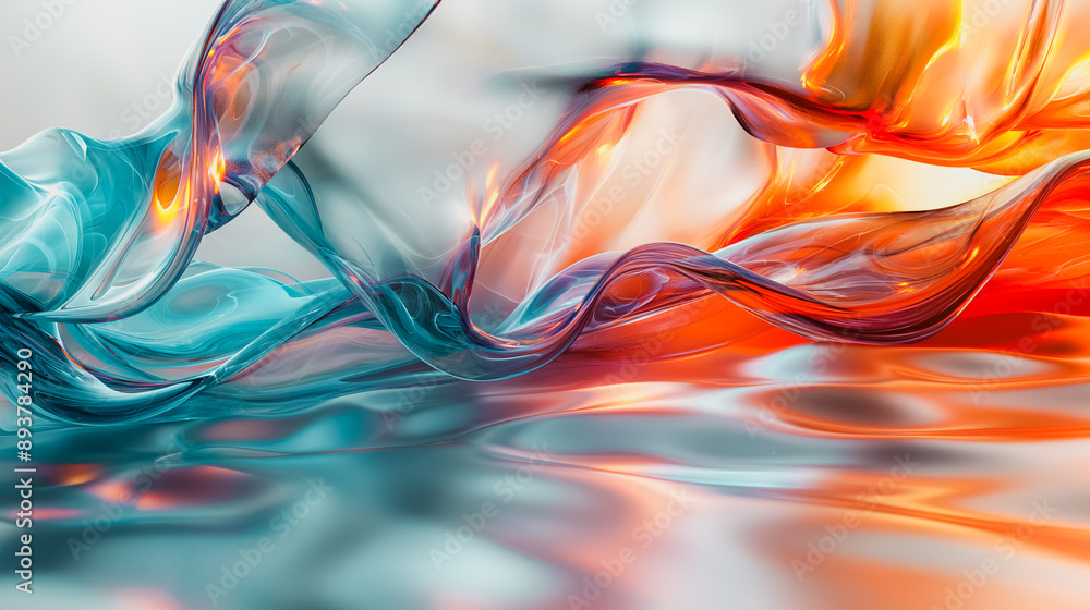 Poster captivating 3d abstract background with fluid forms and striking contrasts, designed to enhance digi