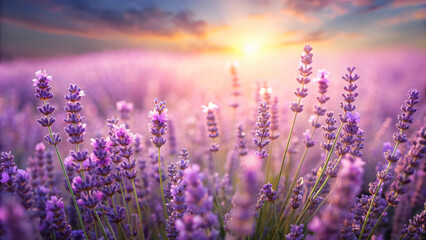 Naklejka premium Sunset Glow over Lavender Fields