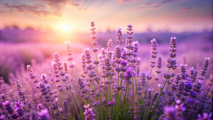 Sunset Glow over Lavender Fields