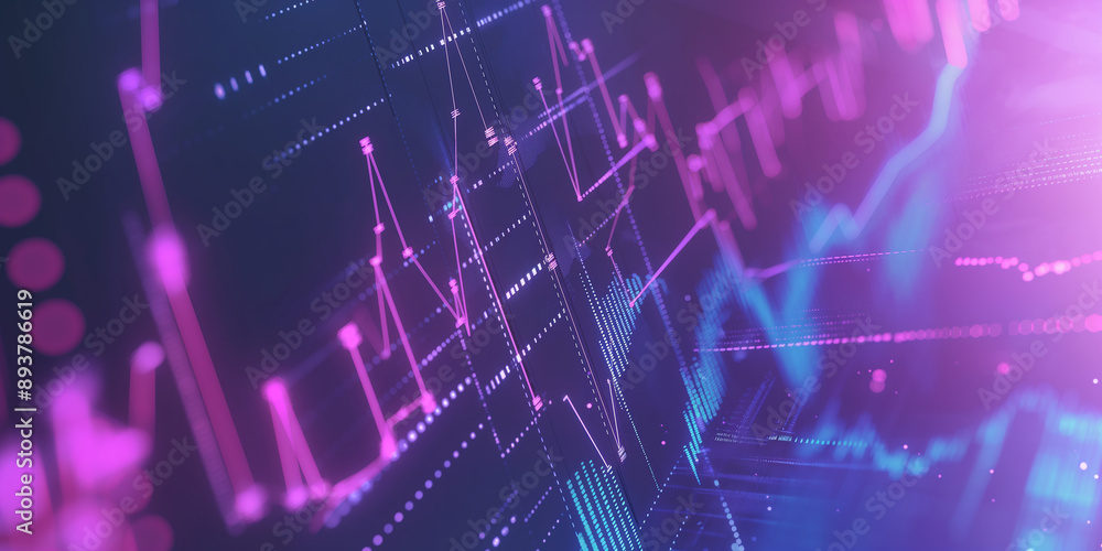 Poster Abstract financial chart showing various data points changing over time