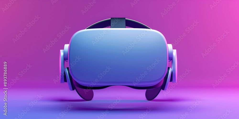Poster vr headset floating on a gradient background representing the metaverse