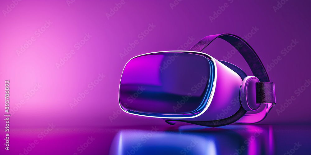 Poster modern vr headset displaying immersive virtual reality experience