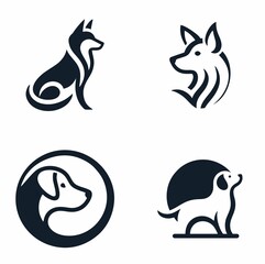 Simple dog logo set