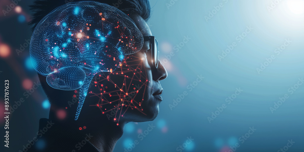 Aufkleber Businessman analyzing data connecting points artificial intelligence concept