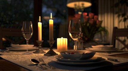 Enchanting Evening Elegant Candlelit Dinner for Two with Fine Dining Ambiance and Romantic Atmosphere
