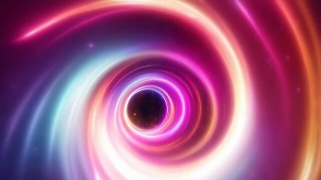 A vibrant, colorful vortex swirls with bright rainbow lights and tiny sparkles, resembling a tunnel through space. The dynamic motion and brilliant hues create a mesmerizing and energetic mood,