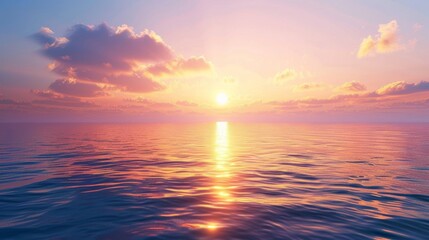 Obraz premium Golden Horizon Breathtaking Sunset Reflection on Glassy Waters