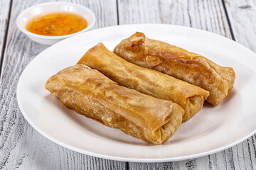 Traditional crispy fried stuffed springroll