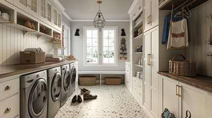 functional and stylish farmhouse mudroom or laundry room?