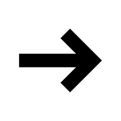 Black arrow icon. Solid icon. Arrow shape. Arrow on white background. Geometric style.