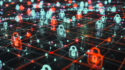 abstract cyber security network, using interconnected nodes to represent partnerships, collaborations, and increased connections