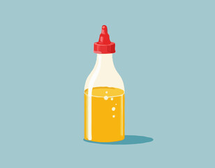 Liquid glue in a bottle isolated on a white background. Vector flat cartoon illustration
