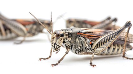 Fototapeta premium Locusts against a white backdrop