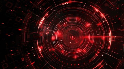 Obraz premium Abstract Red Digital Tunnel