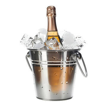 recommend clip art: Champagne bottle in ice bucket isolated on transparent background