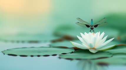 Dragonfly on a Lotus Flower