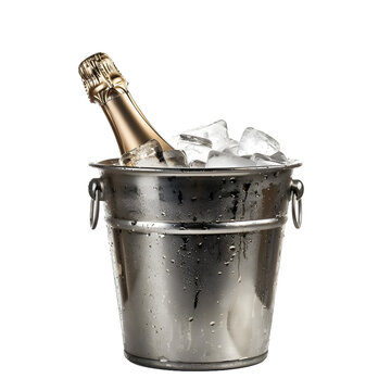 recommend clip art: Champagne bottle in ice bucket isolated on transparent background