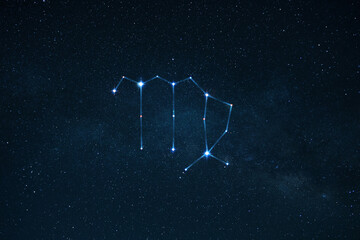 Zodiac sign Virgo on the night starry sky with stars. Astrology, concept © alones