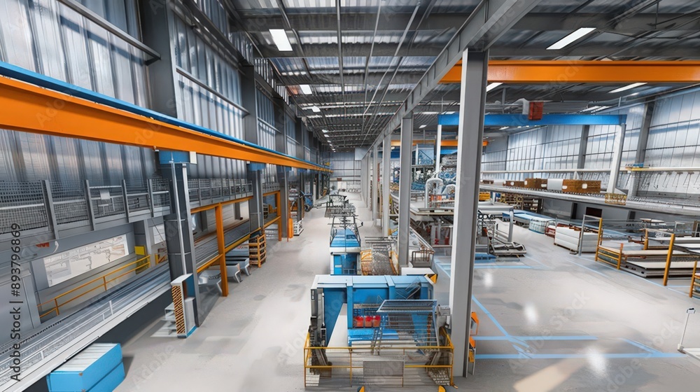 Poster modular factory design that allows for flexible reconfiguration of production lines to accommodate c