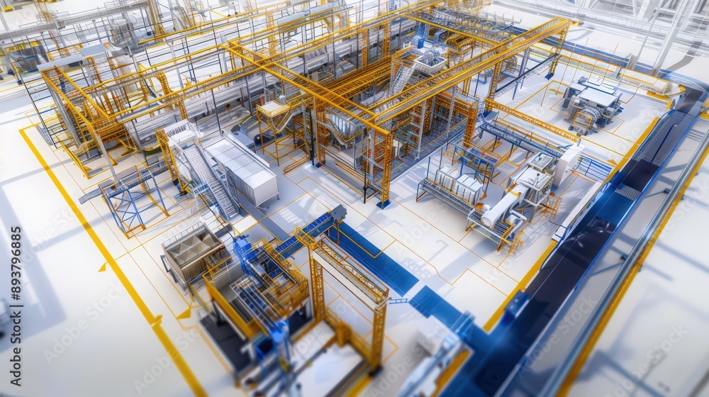 Poster modular factory design that allows for flexible reconfiguration of production lines to accommodate c