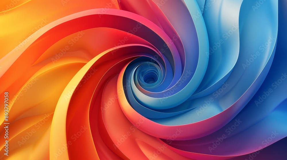 Poster a vibrant and dynamic abstract swirl of blue and orange colors forms a captivating and mesmerizing v