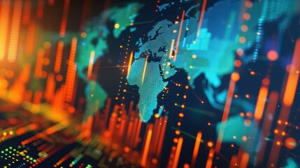 Obraz premium A computer generated image of a world with red and blue lines