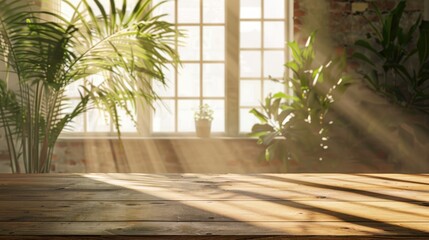 Free space table and window backdrop.