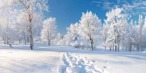 Fototapeta premium Winter Wonderland is a serene winter vacation spot, perfect for holidays and relaxation in the tranquil beauty of nature, offering a peaceful escape and recreation in a picturesque setting
