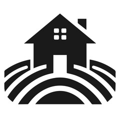 Clean black and white Vector Silhouett of a House logo on white background