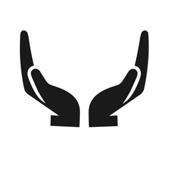 Clean black and white Vector Silhouett of a Care hands on white background