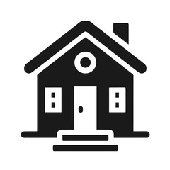 Clean black and white Vector Silhouett of a House logo on white background