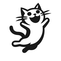 Clean black and white Vector Silhouett of a Cat on white background