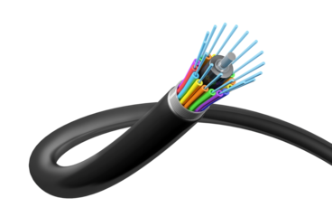 Fiber optic cable on white or transparent background, 3d rendering