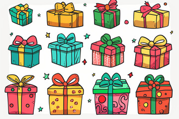 Christmas gift boxes on a white background