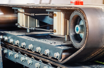 Side view of part equipment for production of plastic structures. Machine shop. Industry background. © Todayphoto