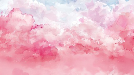 Abstract Watercolor Pink Cloudscape, watercolor, pink, clouds, abstract art
