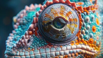 Close-Up of a Colorful Chameleon Eye