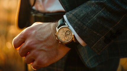 Closeup of a Man's Wrist Wearing a Luxury Watch