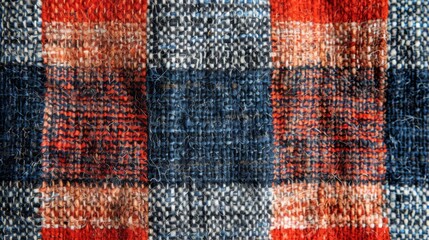 Fototapeta premium Red, White, and Blue Plaid Fabric Texture.