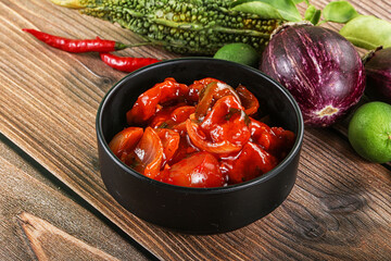 Asian cuisine - prawn in hot garlic sauce