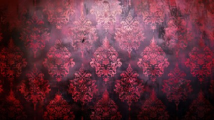 Vintage Red Damask Pattern