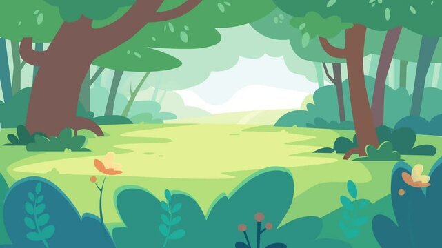 Green Forest Landscape With Trees and Grass
